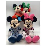 Set of 4 Disney Mickey and Minnie Mouse Plush Dolls