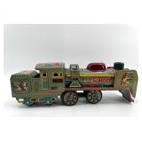Vintage Tin Litho Toy Train with Archer and Horse Graphics