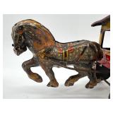 Vintage Toytown Dairy Tin Toy Horse and Wagon