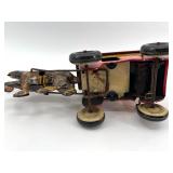 Vintage Toytown Dairy Tin Toy Horse and Wagon