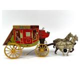 Vintage Northwestern Stage Lines Tin Toy Stagecoach with Horses
