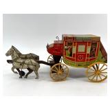 Vintage Northwestern Stage Lines Tin Toy Stagecoach with Horses