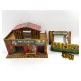 Vintage Metal Pony Express Trading Post & Fort Superior Playset