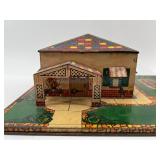 Vintage Marx Tin Litho Dollhouse with Carport and Yard