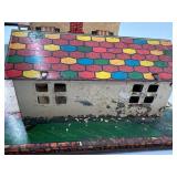 Vintage Marx Tin Litho Dollhouse with Carport and Yard