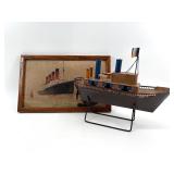 Vintage Ship Model and Walter Thomas Maritime Print Set