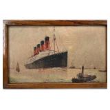 Vintage Ship Model and Walter Thomas Maritime Print Set