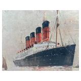 Vintage Ship Model and Walter Thomas Maritime Print Set