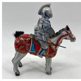 Vintage Mikuni Tinplate Toy Knight and Three Horses Set