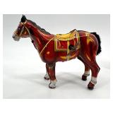 Vintage Mikuni Tinplate Toy Knight and Three Horses Set