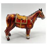 Vintage Mikuni Tinplate Toy Knight and Three Horses Set