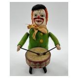 Vintage Schuco Wind-Up Toy Drummer with Felt Clothing