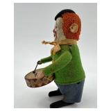 Vintage Schuco Wind-Up Toy Drummer with Felt Clothing