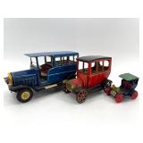 Set of 3 Vintage Tin Toy Cars - Daimler and Lever Action Models