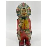 Vintage J. Chein Wind-Up Tin Indian Chief Toy