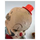 Set of 3 Vintage Wind-Up Clown Toys for Parts or Repair