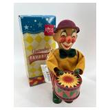 Set of 2 Vintage Mechanical Toys: Drumming Clown & Musical Monkey