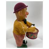 Set of 2 Vintage Mechanical Toys: Drumming Clown & Musical Monkey