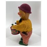 Set of 2 Vintage Mechanical Toys: Drumming Clown & Musical Monkey