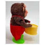 Set of 2 Vintage Mechanical Toys: Drumming Clown & Musical Monkey