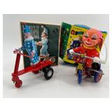 Vintage Roli Zoli and Mechanical Clown Tricycle Toys