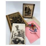 WWI Memorabilia Collection: Soldier Portrait, Prayer Book, & Souvenir Hanky