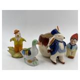 Set of 4 Vintage Japanese Ceramic Figurines with Shaker and Holder