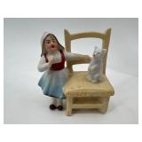 Collection of Antique German Porcelain Figurines, Mirror and Artisan Gift Box with Trinkets