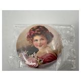 Collection of Antique German Porcelain Figurines, Mirror and Artisan Gift Box with Trinkets