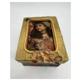 Collection of Antique German Porcelain Figurines, Mirror and Artisan Gift Box with Trinkets