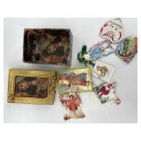 Collection of Antique German Porcelain Figurines, Mirror and Artisan Gift Box with Trinkets