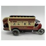 Set of 3 Vintage Tin Wind-Up Cars and Bus