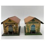 Vintage Pair of Lionel O Prewar Tinplate Train Stations