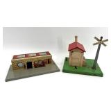 Vintage Model Train Set with Union Station and Automatic Gateman
