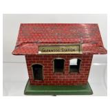 Set of 8 Vintage Tinplate Lithographed Model Buildings - Made in USA & Bavaria