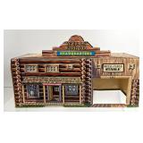 Set of 4 Vintage Tin Litho Western Buildings - Wells Fargo and Bar-M Ranch