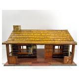 Set of 4 Vintage Tin Litho Western Buildings - Wells Fargo and Bar-M Ranch