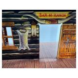 Set of 4 Vintage Tin Litho Western Buildings - Wells Fargo and Bar-M Ranch