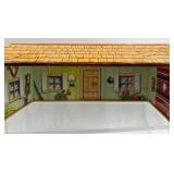 Set of 4 Vintage Tin Litho Western Buildings - Wells Fargo and Bar-M Ranch