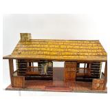 Set of 4 Vintage Tin Litho Western Buildings - Wells Fargo and Bar-M Ranch