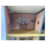 Vintage Tin Litho Toy Houses and Garage Set by Marx