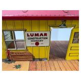 Vintage Tin Litho Toy Houses and Garage Set by Marx