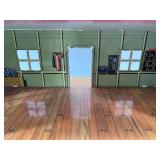 Vintage Tin Litho Toy Houses and Garage Set by Marx