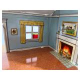 Vintage Tin Litho Toy Houses and Garage Set by Marx