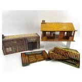 Vintage Fort Superior Playset with Log Cabin and U.S. Cavalry Supply Building