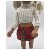 Vintage Blonde Sasha Doll with Knit Sweater and Plaid Skirt