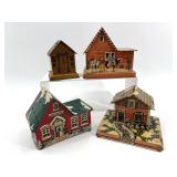 Set of 4 Vintage Metal Coin Banks with Classic Designs