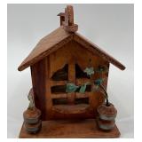 Set of 5 Handcrafted Vintage Wooden Miniature Houses