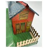 Vintage Bing Tinplate Railway Station Model with Detailed Graphics