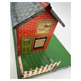 Vintage Bing Tinplate Railway Station Model with Detailed Graphics